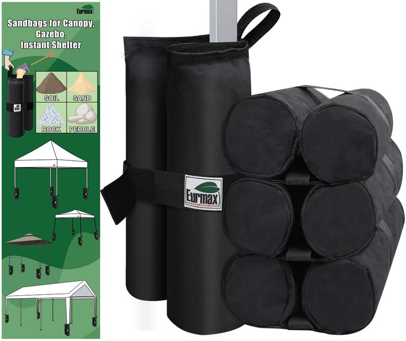 Eurmax USA Weight Bags for Pop up Canopy Outdoor Shelter,Gazebo Instant shelter Leg Canopy Weights, Sand Bags, Set of 4(Black) - Image 1